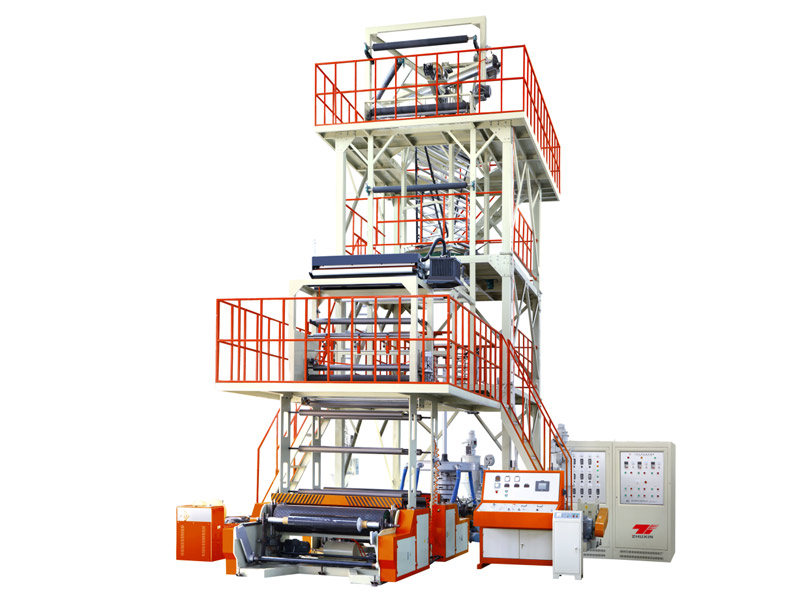 Three layer co-extrusion internal bubble cooling haul-off rotary film product line