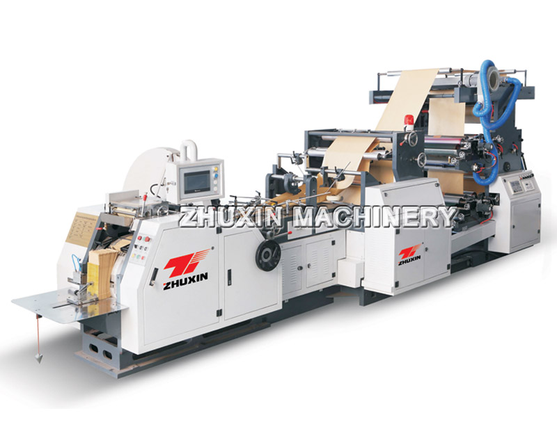 Fully Automatic High Speed Food Paper Bag Machine online with 2 Color Flexo Printing Machine